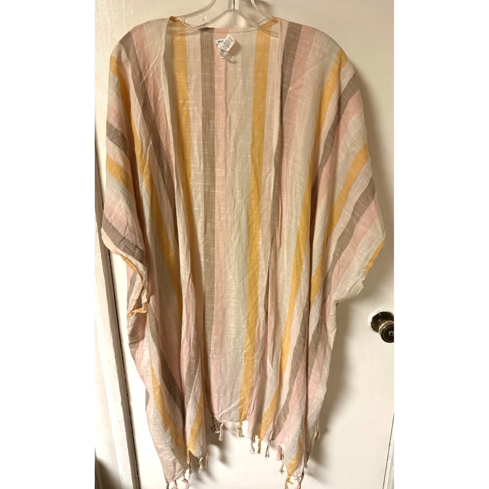 Aerie Women's Lightweight‎ Neutral Colored with Fringe OS Shrug 100% Cotton